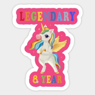 8th birthday unicorn Sticker